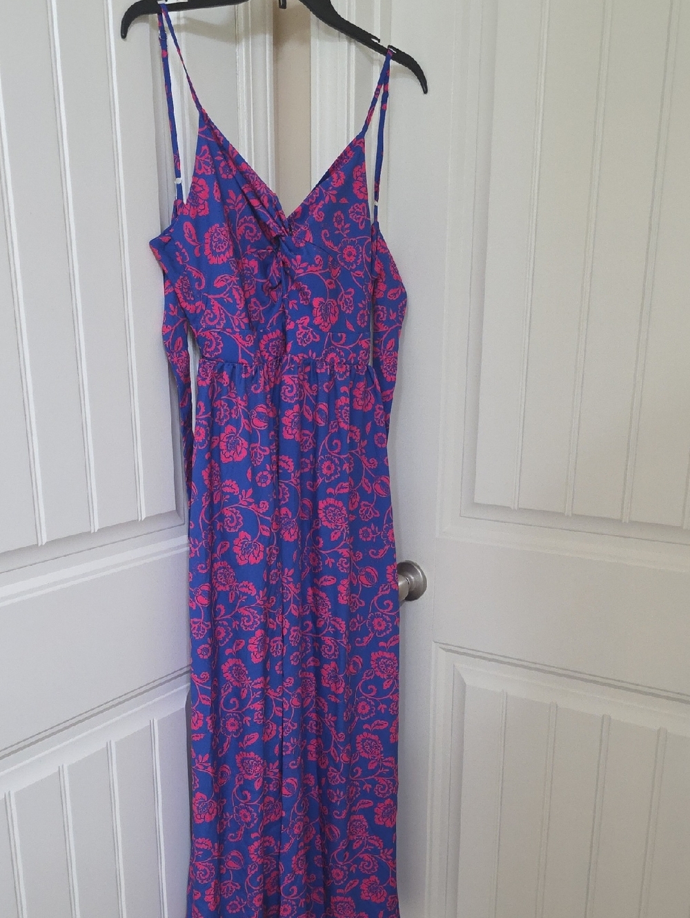 Cupshe Blue Maxi Dress with Pink Floral Print